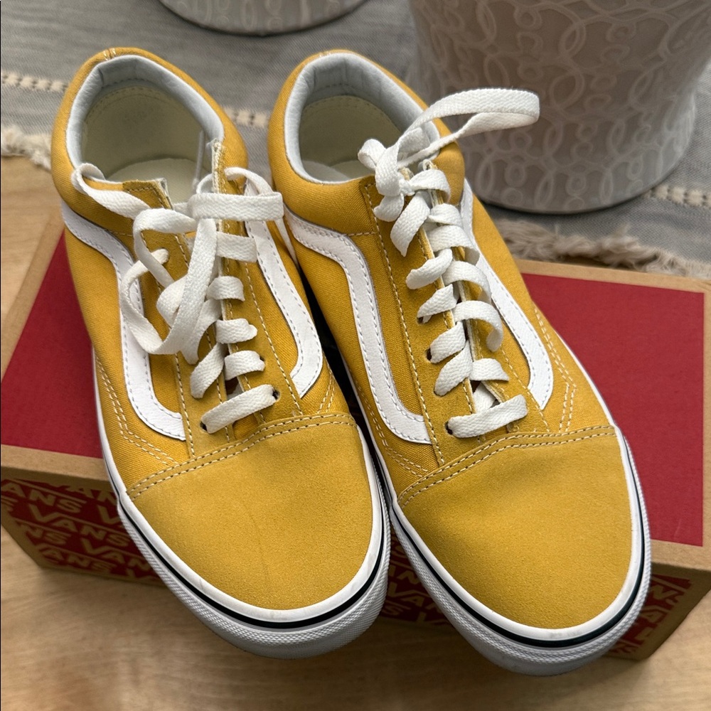 Vans Yellow and White Lace-Up Sneakers